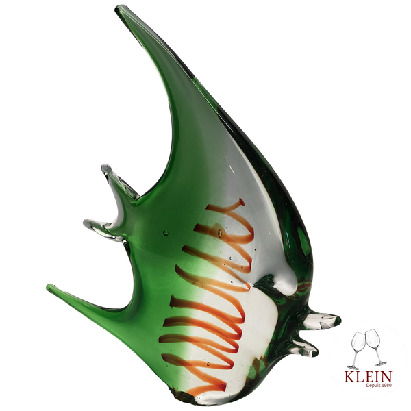 Sculpture en Cristal "Poisson Vert" -  Maison Klein 54120 Baccarat France - vue de devant