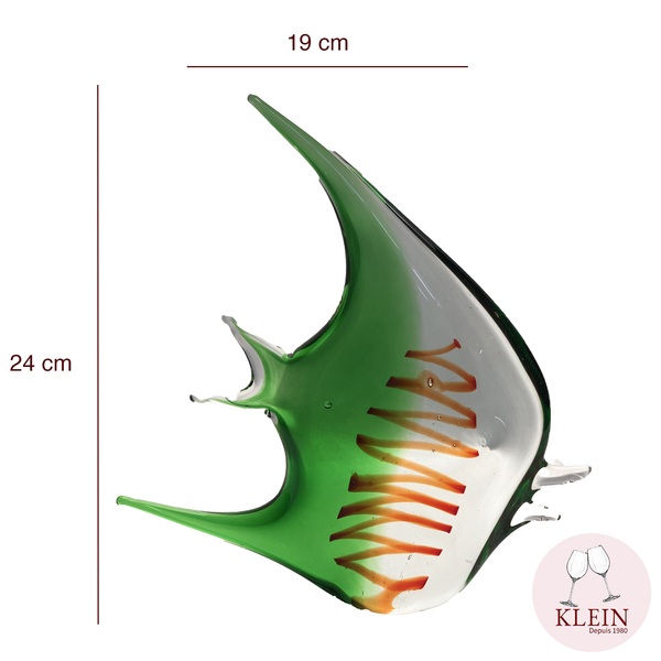 Sculpture en Cristal "Poisson Vert" -  Maison Klein 54120 Baccarat France dimensions