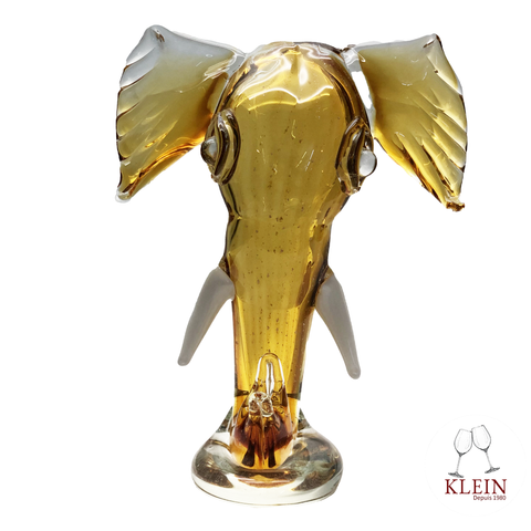 Sculpture en Cristal Collection Animals Design "Elephant Ambre" Maison Klein 54120 Baccarat France