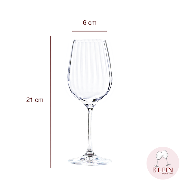 Verres à vin en cristal, décor côtes vénitiennes  dimensions