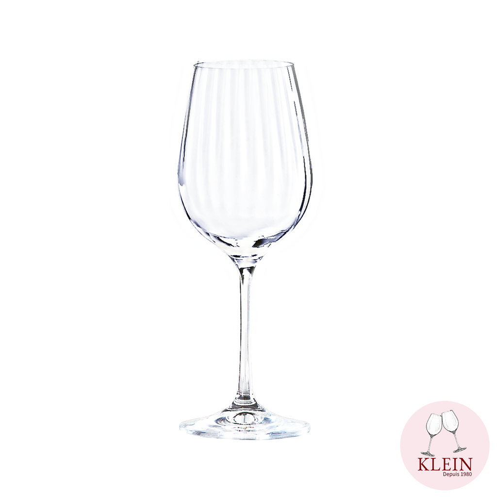 Verres à vin en cristal, décor côtes vénitiennes 
