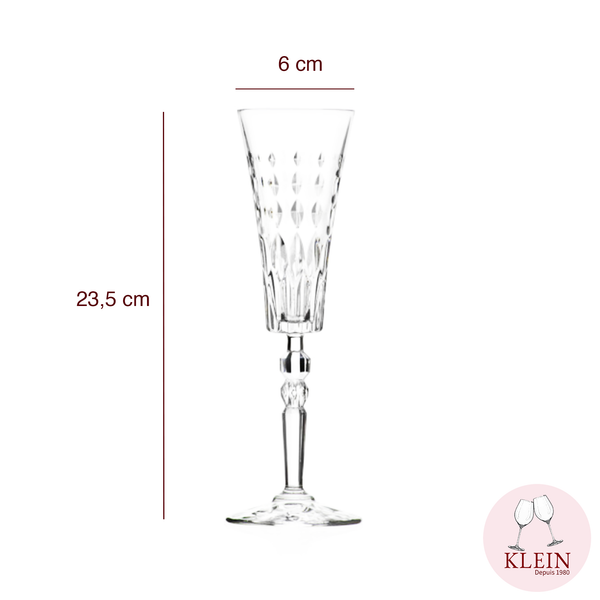Flûte à champagne élégante, décor mimosa dimensions