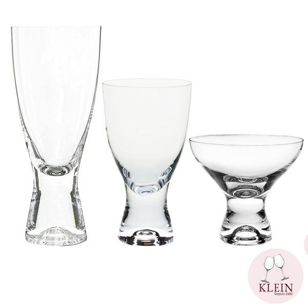Service Riviera 3 tailles : Verre à long drink ou à orangeade, verre à vin, coupe à champagne