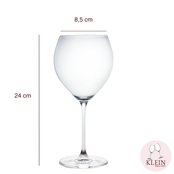 Verres à dégustation de Vin Bordeaux en Cristal Maison Klein 54120 Baccarat France dimensions