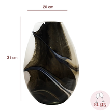Load image into Gallery viewer, Nouveauté : Collection &quot;Summer Breeze&quot; Vase ovale noir blanc et bleu dimensions
