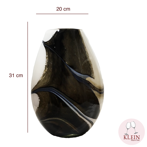 Nouveauté : Collection "Summer Breeze" Vase ovale noir blanc et bleu dimensions