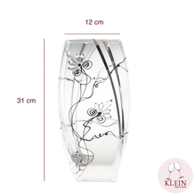 Load image into Gallery viewer, Vase collection eclat, modèle fleur, taillé à la main avec des poignards évoquant des fleurs dimensions
