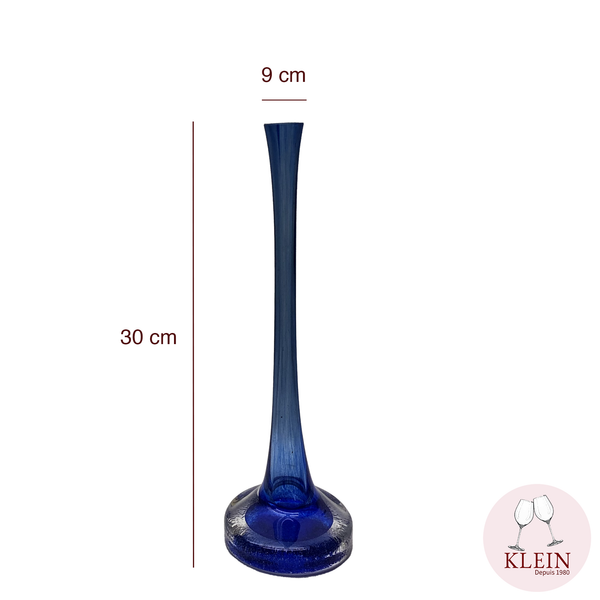 Vase soliflore bleu pied rond dimensions