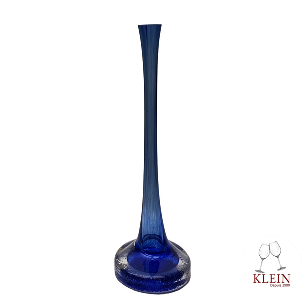 Vase soliflore bleu pied rond