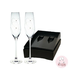 Charger l&#39;image dans la galerie, Coffret Couple &quot;Duo à Champagne&quot; : 2 Coupes en Cristal Taillées Main 
