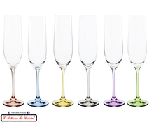 Load image into Gallery viewer, Service Color : 6 Flûtes à Champagne en Cristal Maison Klein 54120 Baccarat France
