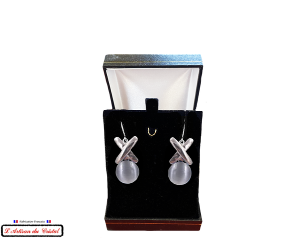 Maison Klein Stainless Steel and Crystal Luxury Women's Earrings Set : XOXO Violet