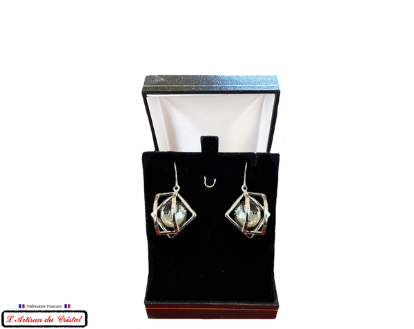 Klein Creator" Women's Luxury Earring Set Stainless Steel and Crystal : Double Square Black