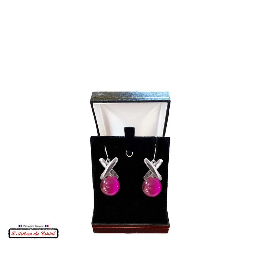 Maison Klein Stainless Steel and Crystal Luxury Women's Earrings Set : XOXO Violet