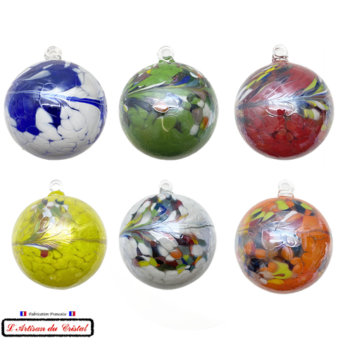 Boule de Noël en Cristal Coloré - 12 cm - Suspensions - Décoration