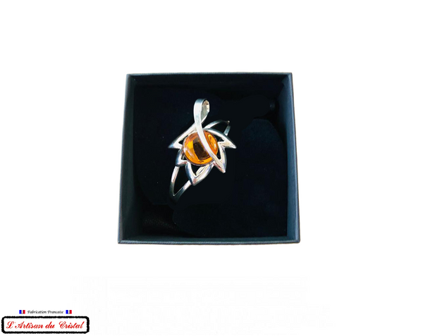 Luxury Women's Bracelet Set "Klein Créateur" Stainless Steel and Crystal : Maple Leaf Amber