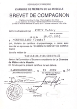 Load image into Gallery viewer, Brevet de compagnon Valéry Klein