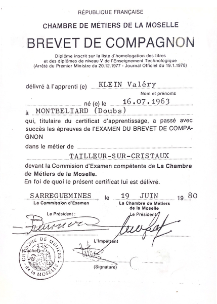 Service Concorde : 6 Verres à Eau/vin en Cristal (30 cl) Maison Klein 54120 Baccarat France