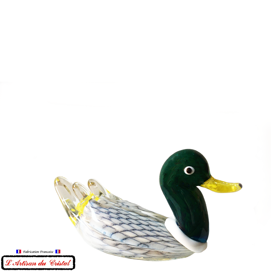 Sculpture Collection Animals "Canard Col Vert" en Cristal Maison Klein 54120 Baccarat France