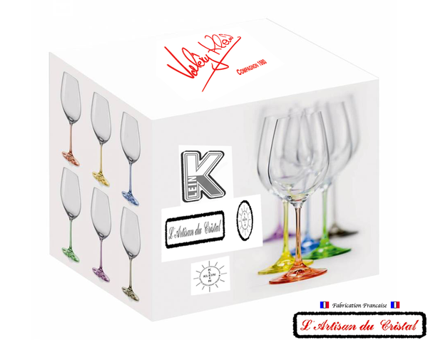 Service Color : 6 Verres à Vin en Cristal Maison Klein 54120 Baccarat France