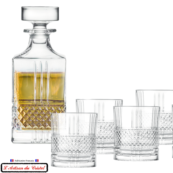 Diamond service : Crystal whisky decanter Maison Klein 54120 Baccarat France