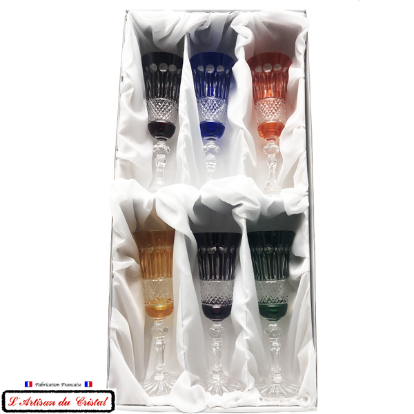 Roemer Diamond Service: 6 Crystal Champagne Flutes Maison Klein 54120 Baccarat France