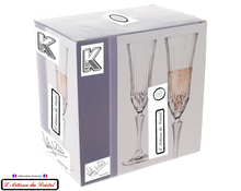 Charger l&#39;image dans la galerie, Service Concorde Prestige : 6 Flûtes à Champagne en Cristal (18 cl) Maison Klein Baccarat France
