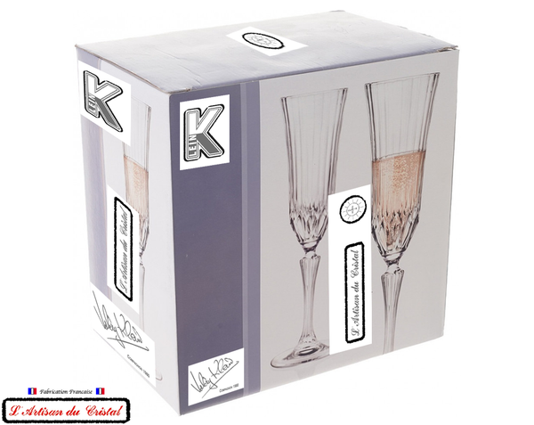 Service Concorde Prestige : 6 Flûtes à Champagne en Cristal (18 cl) Maison Klein Baccarat France