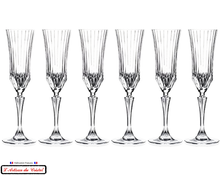 Charger l&#39;image dans la galerie, Service Concorde Prestige : 6 Flûtes à Champagne en Cristal (18 cl) Maison Klein Baccarat France
