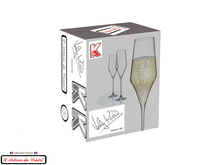 Charger l&#39;image dans la galerie, Service Oenologue : 6 Flûtes à Champagne en Cristal Maison Klein 54120 Baccarat France