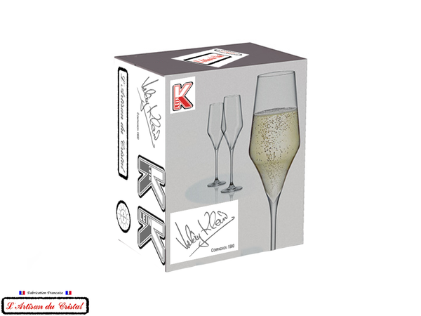 Oenologist Service: 6 Crystal Champagne Flutes Maison Klein 54120 Baccarat France