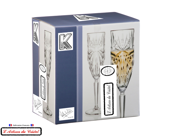 Service Rayon de Soleil : 6 Flûtes à Champagne en Cristal (15 cl) Maison Klein 54120 Baccarat France