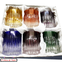 Load image into Gallery viewer, Service Roemer Concorde 6 Couleurs Assorties : 6 Aperitif, Whisky and Water Glasses (28 cl) Maison Klein 54120 Baccarat France
