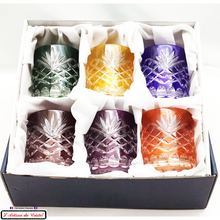 Load image into Gallery viewer, Roemer Romeo 6 Assorted Colors Service: 6 Aperitif, Whiskey and Water Glasses (28 cl) Maison Klein 54120 Baccarat France

