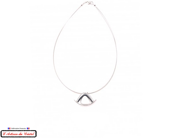 Coffret Luxe Collier Femme "Klein Créateur" Acier Inoxydable et Cristal Maison Klein : Boomerang Blanc