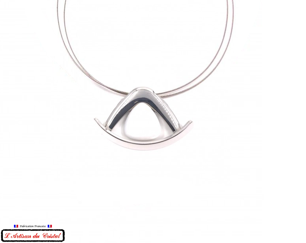 Coffret Luxe Collier Femme "Klein Créateur" Acier Inoxydable et Cristal Maison Klein : Boomerang Blanc