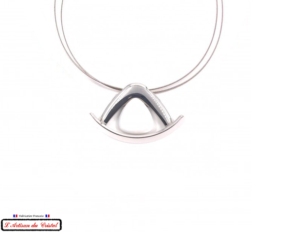 Coffret Luxe Collier Femme "Klein Créateur" Acier Inoxydable et Cristal Maison Klein : Boomerang Blanc
