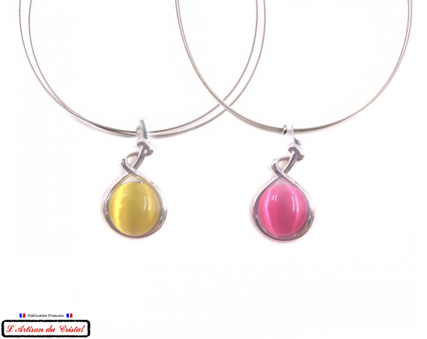 Coffret Luxe Collier Femme "Klein Créateur" Acier Inoxydable et Cristal Maison Klein : Bubble Gum