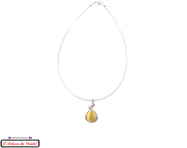 Klein Designer Stainless Steel and Crystal Necklace for Women : Yellow Bubble Gum