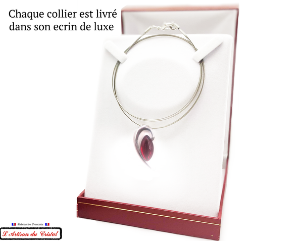 Coffret Luxe Collier Femme "Bijoux Créateur" Acier Inoxydable et Cristal Maison Klein : Demi Coeur