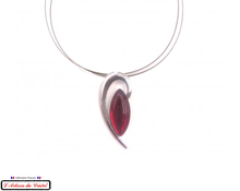 Load image into Gallery viewer, Klein Designer Stainless Steel and Crystal Necklace for Women : Red Half Heart
