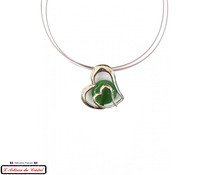 Load image into Gallery viewer, Luxury Box Necklace &quot;Designer Jewelry&quot; Stainless Steel and Crystal Maison Klein : Double Green Heart
