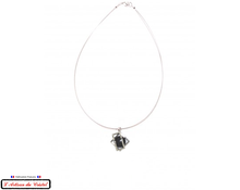 Load image into Gallery viewer, Maison Klein Stainless Steel and Crystal Necklace for Women : Double Square Black
