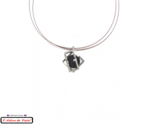 Load image into Gallery viewer, Maison Klein Stainless Steel and Crystal Necklace for Women : Double Square Black
