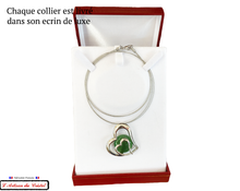 Load image into Gallery viewer, Luxury Box Necklace &quot;Designer Jewelry&quot; Stainless Steel and Crystal Maison Klein : Double Green Heart

