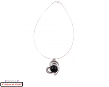 Load image into Gallery viewer, Klein Designer Stainless Steel and Crystal Necklace for Women : Black Heart
