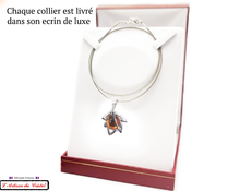 Load image into Gallery viewer, Luxury Women&#39;s Necklace Box &quot;Designer Jewelry&quot; Stainless Steel and Crystal Maison Klein : Maple Leaf Amber

