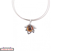 Load image into Gallery viewer, Luxury Women&#39;s Necklace Box &quot;Designer Jewelry&quot; Stainless Steel and Crystal Maison Klein : Maple Leaf Amber