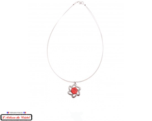 Charger l&#39;image dans la galerie, Coffret Luxe Collier Femme &quot;Bijoux Créateur&quot; Acier Inoxydable et Cristal Maison Klein : Fleur Corail Taillé
