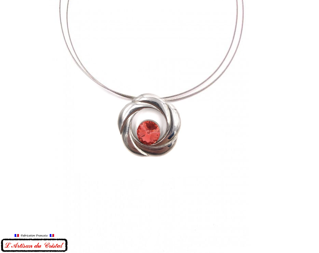 Klein Designer Stainless Steel and Crystal Necklace for Women : Pink Cut Sundrop